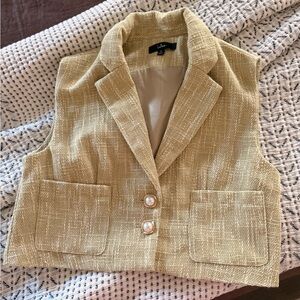 Lulu's Tan Tweed Blazer Vest